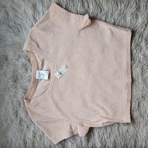 OFFLINE by Aerie Terrycloth Smile Emoji Crop Top Shirt Neutral Beige M